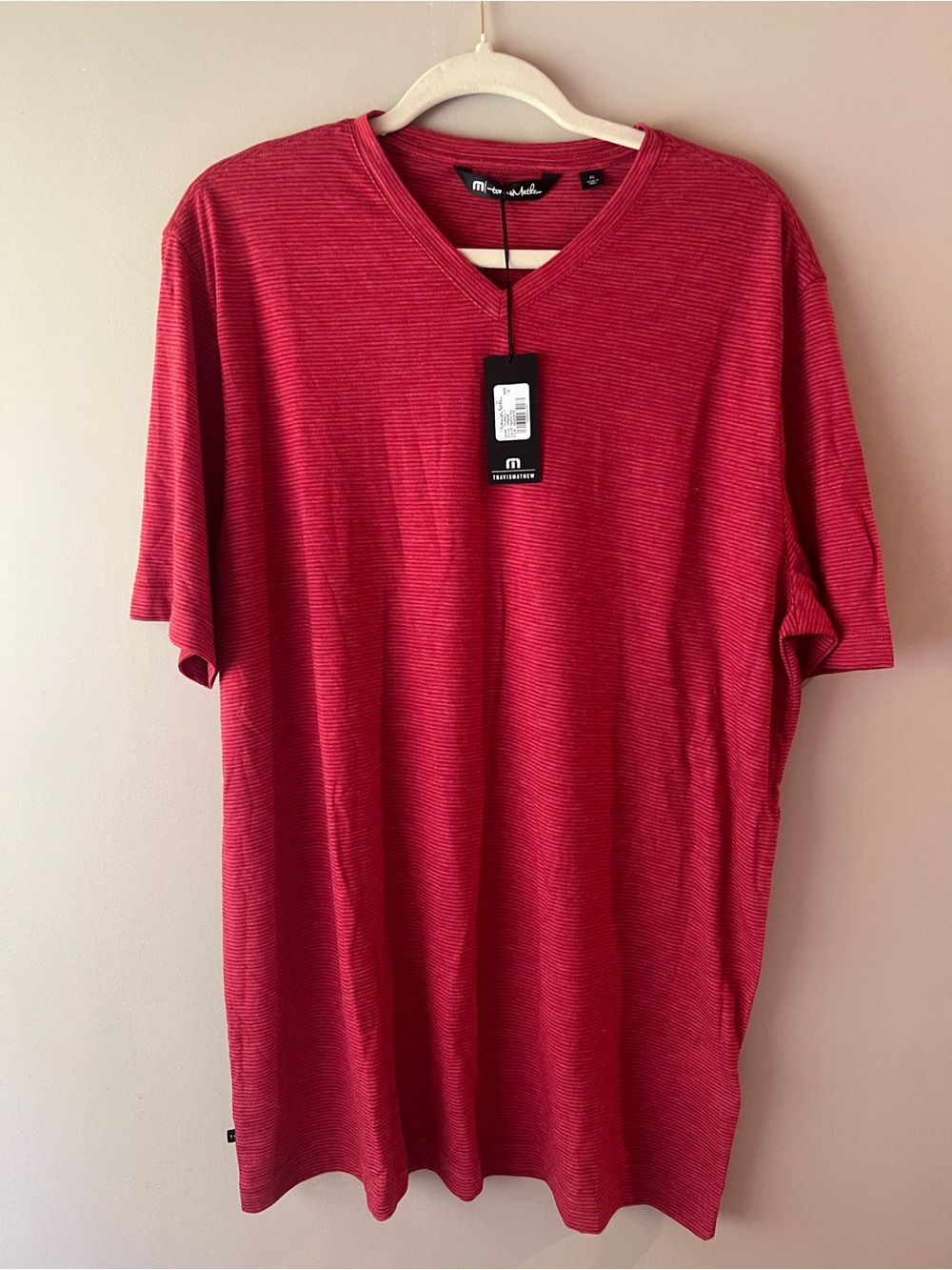 Travis Mathew Men's Red V-Neck Short Sleeve Tee